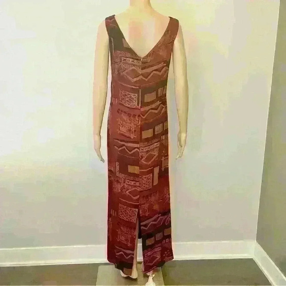 Vintage Boho Maxi Dress Pattern V Neck Relaxed Fit  Sleeveless Summer Dress - Picture 2 of 11